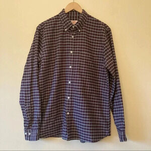 Brooks Brothers red fleece red grey grid plaid checkered  button down shirt